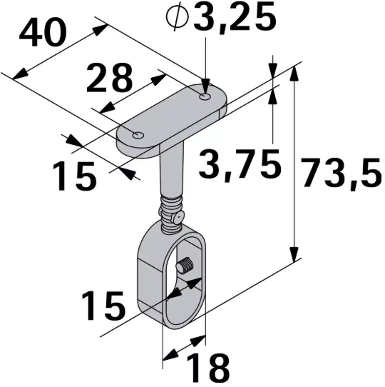 Hettich Schrankrohr-Mittelträger verchromt, für Schrankrohr 15 x 30mm - Diverse Möbelbeschläge und Zubehör