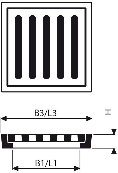 Fig. 2912 003 00 Guss B125 QUADRAT, geschlitzt - Einlaufroste von Roll