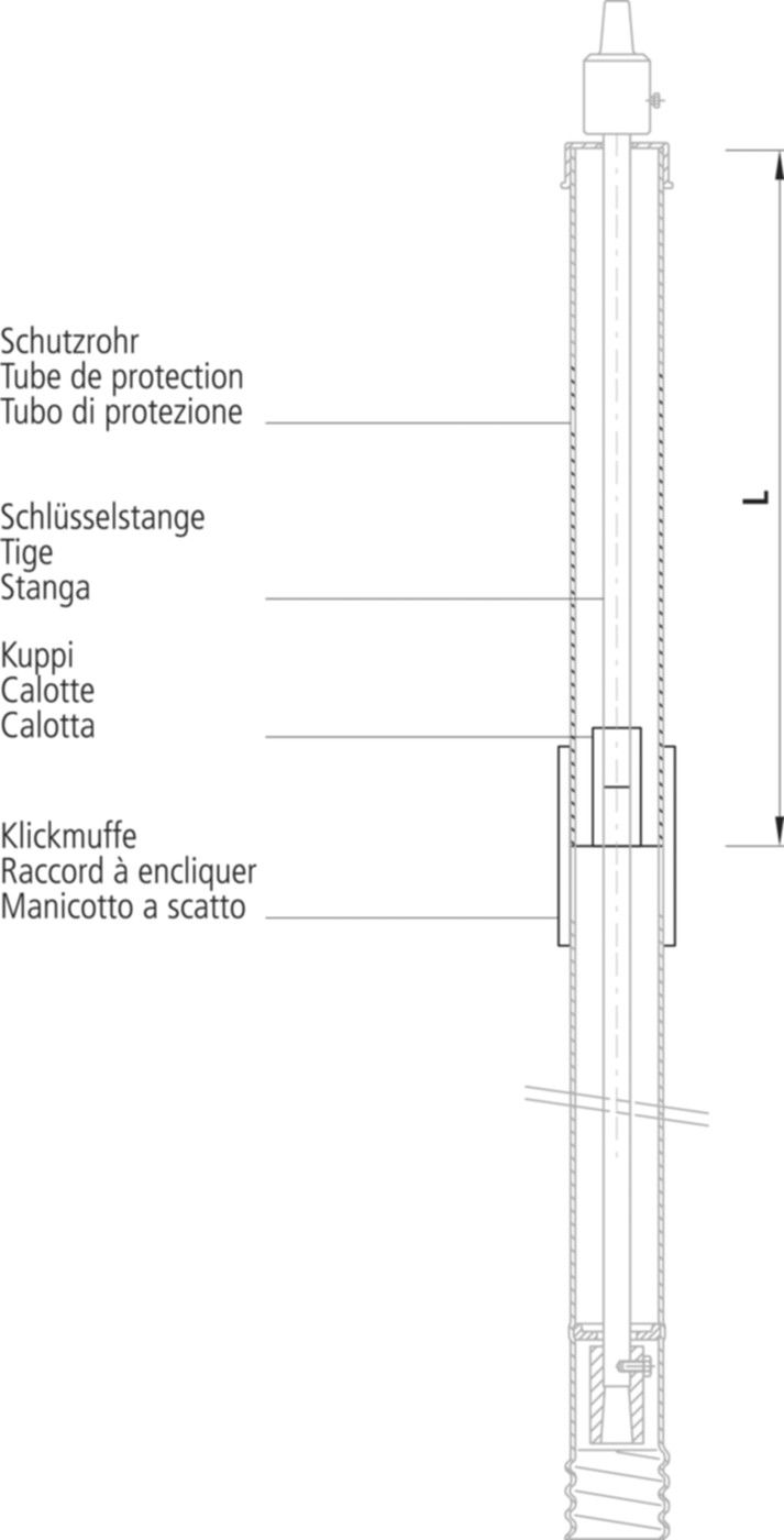 Verlängerungsset L = 1000mm 9101 zu EBG starr 9100/9110 - Hawle Schieberzubehör