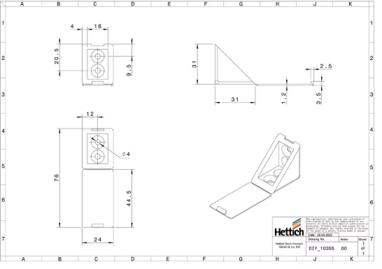 Hettich Eckverbinder Kunststoff weiss, 31 x 31 x 24mm - Diverse Möbelbeschläge und Zubehör