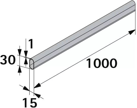 Hettich Schrankrohr verchromt, 15 x 30 x 1000mm - Diverse Möbelbeschläge und Zubehör
