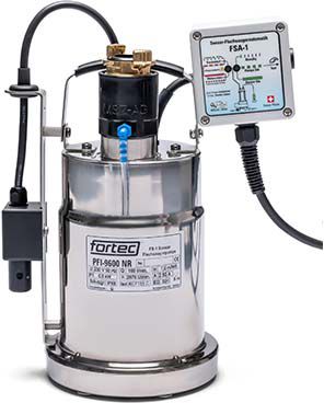 FORTEC Flachsauger m.Niveau-Reg., INOX PFI-9600NR, 9'600l/h, 7m, 0.5kW - Wasser