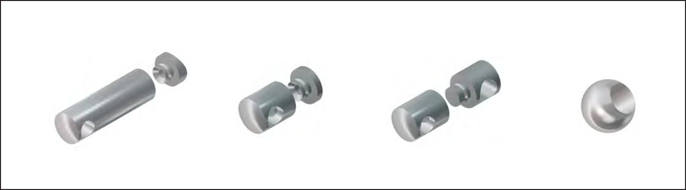 Zierkugel geschliffen 20 mm Stab 14 mm 1.4301 - INOXTECH-Handlauf-/Geländer-System
