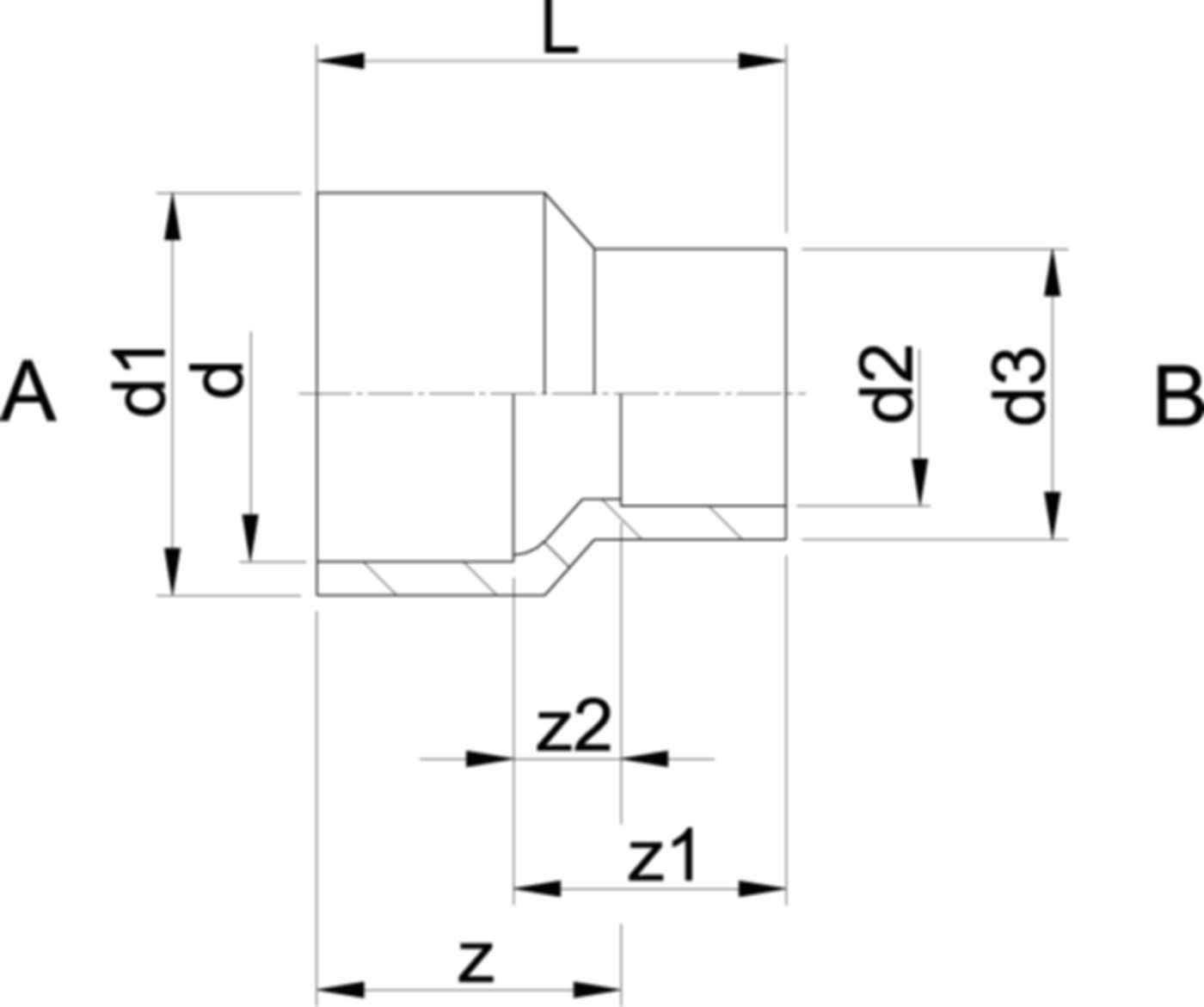 Reduktionen komb.Muf./St. 32/40-20/25 mm 721 910 916 - GF Hart PVC-U Formstücke