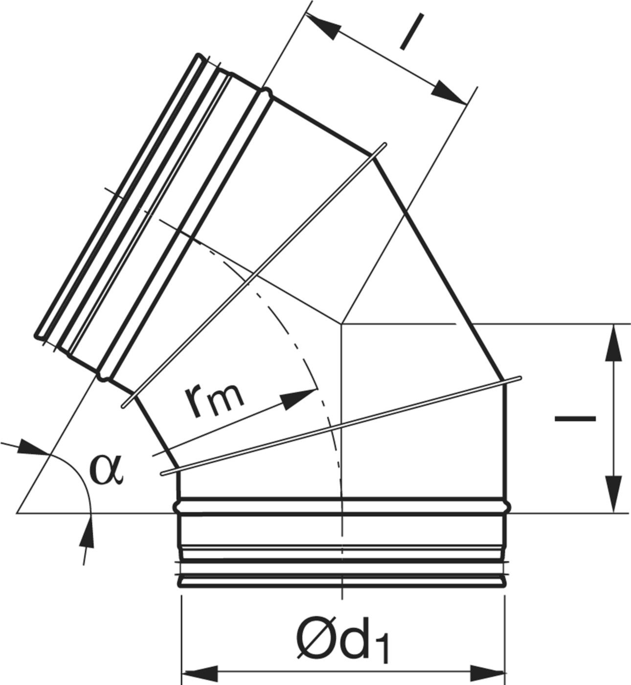 Segmentbogen 60° 355mm BFU-V - Spiralfalzrohre und Zubehör System Safe