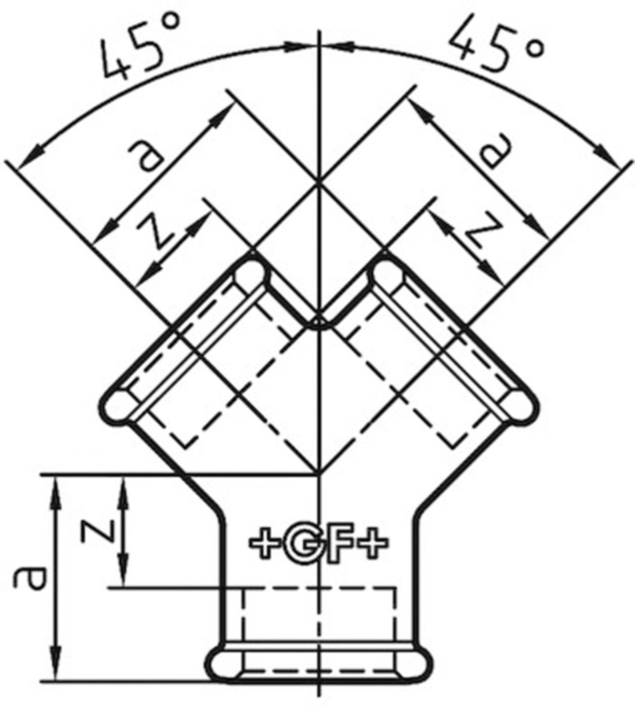 Y-Verteiler 220 V 1" 770 220 206 - GF verz. Tempergussfittings