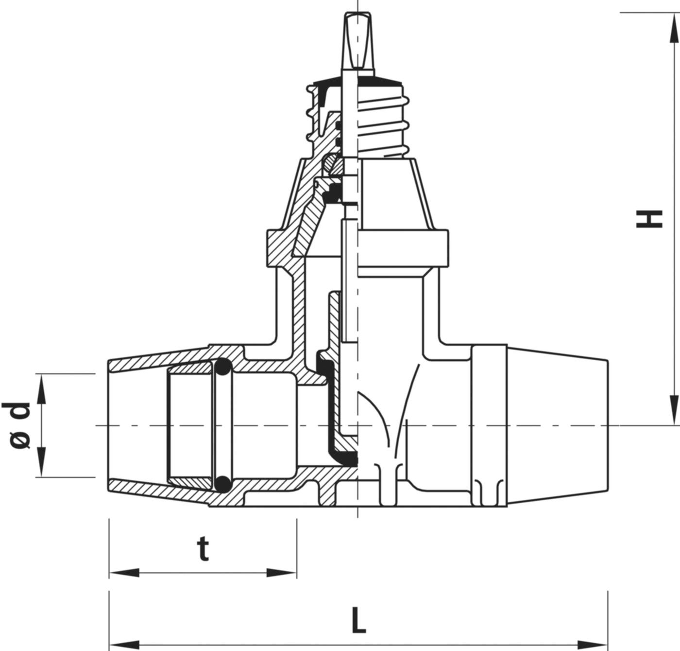 Schieber mit PE-Steckmuffen POM 2610 d 32mm - Hawle Hausanschluss- und Anbohrarmaturen