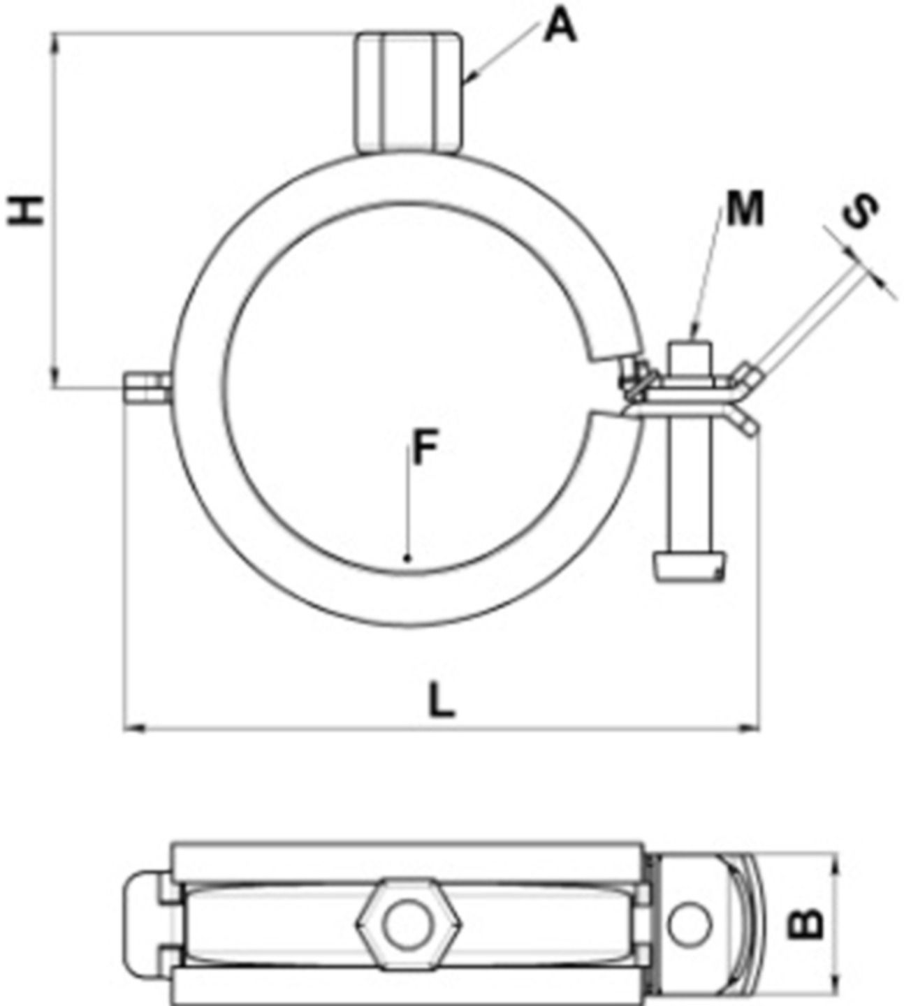 S-Leichtrohrschelle 11/4" 40 - 46mm 51.405 mit Gummi und Muffe M8/M10 - Schänis-Rohrschellen