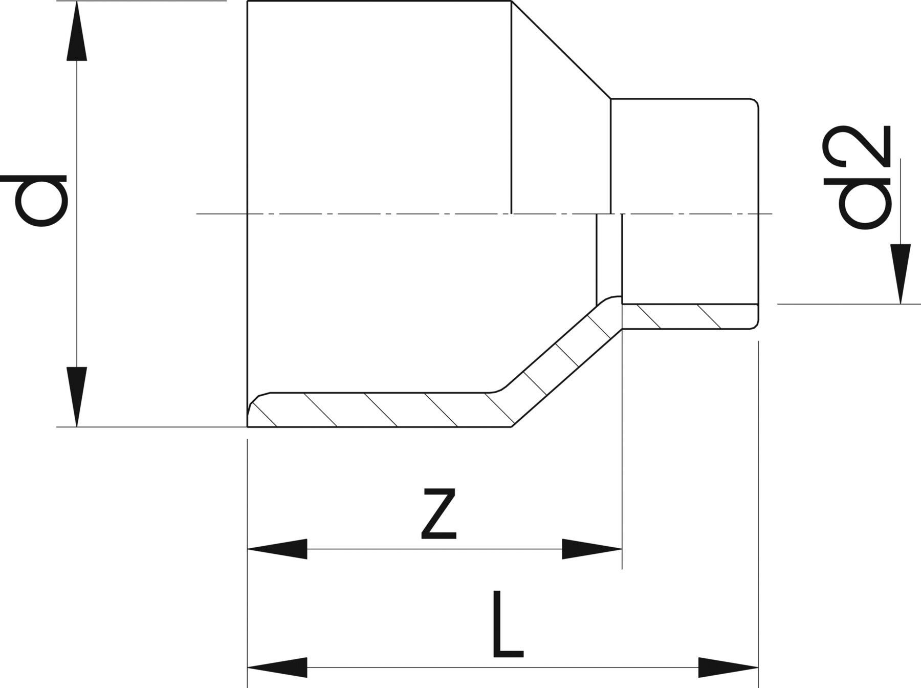 Reduktionen lang Stutzen/Muffe 50-40 mm 721 910 352 - GF Hart PVC-U Formstücke