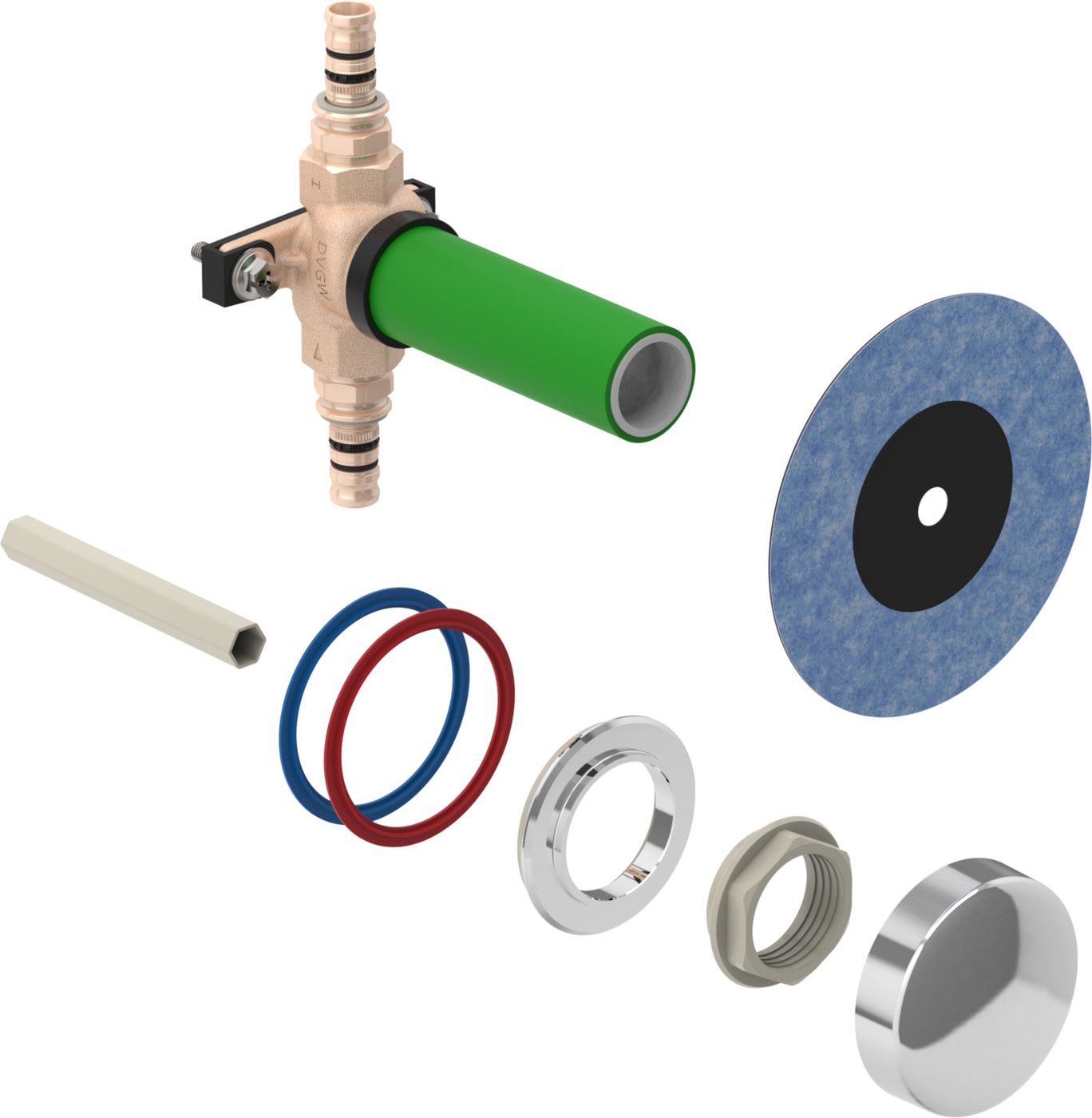 Mepla UP-Ventil 26mm 603.002.21.5 mit Befestigung, glanzverchromt - Geberit Systemventile / Armaturen