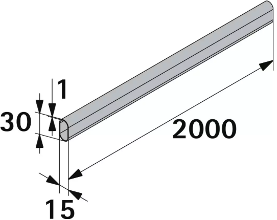 Hettich Schrankrohr silbergrau, 15 x 30 x 2000mm - Diverse Möbelbeschläge und Zubehör