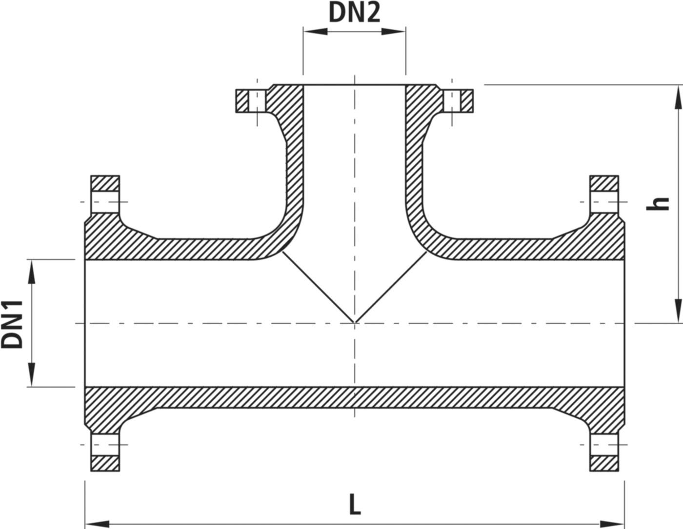 Flanschen-T-Stück PN 10/16 8510 DN 80/50 - Hawle Flanschformstücke