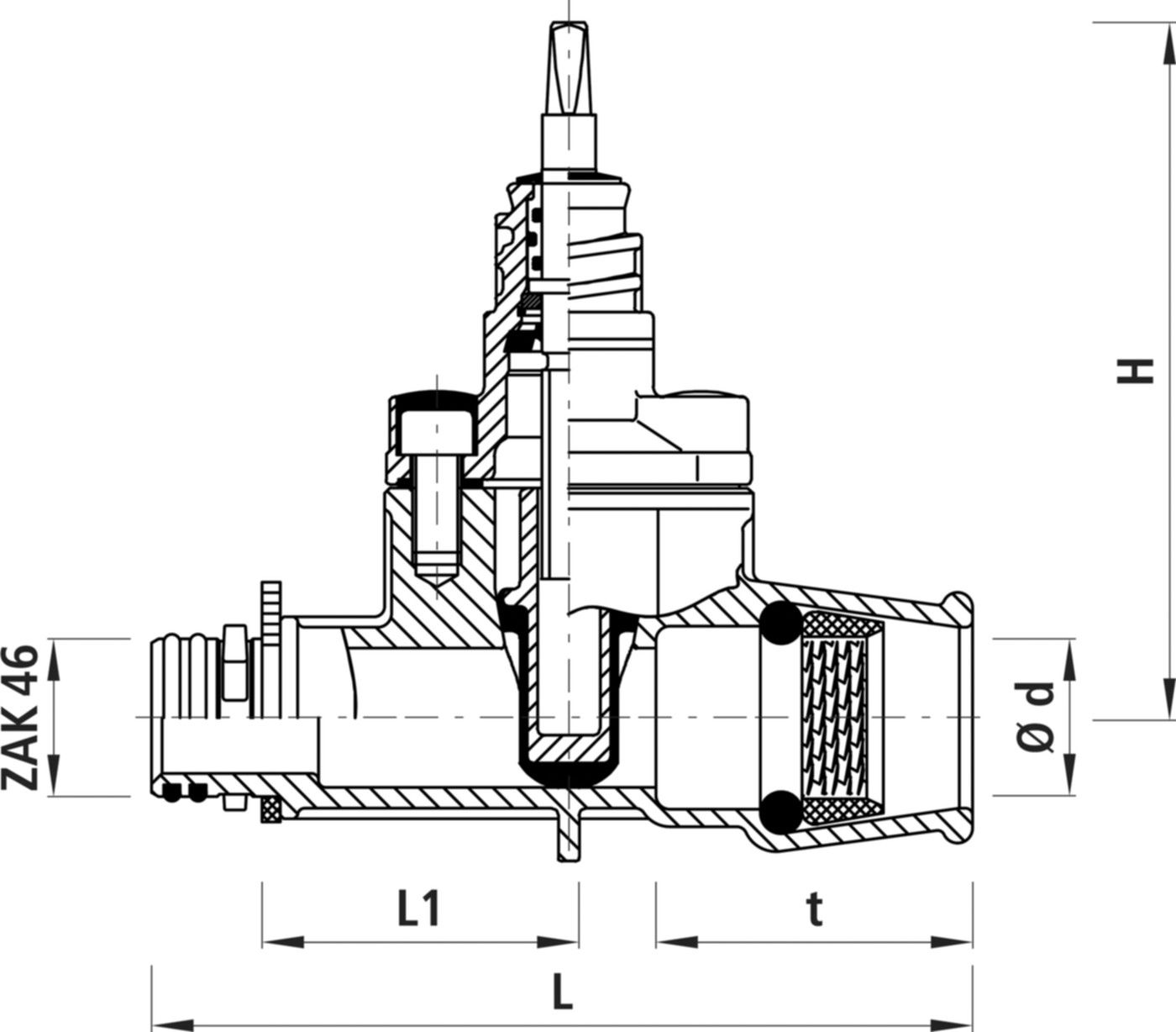 Schieber ZAK mit PE-Steckmuffe 2801 d 63mm - Hawle Hausanschluss- und Anbohrarmaturen