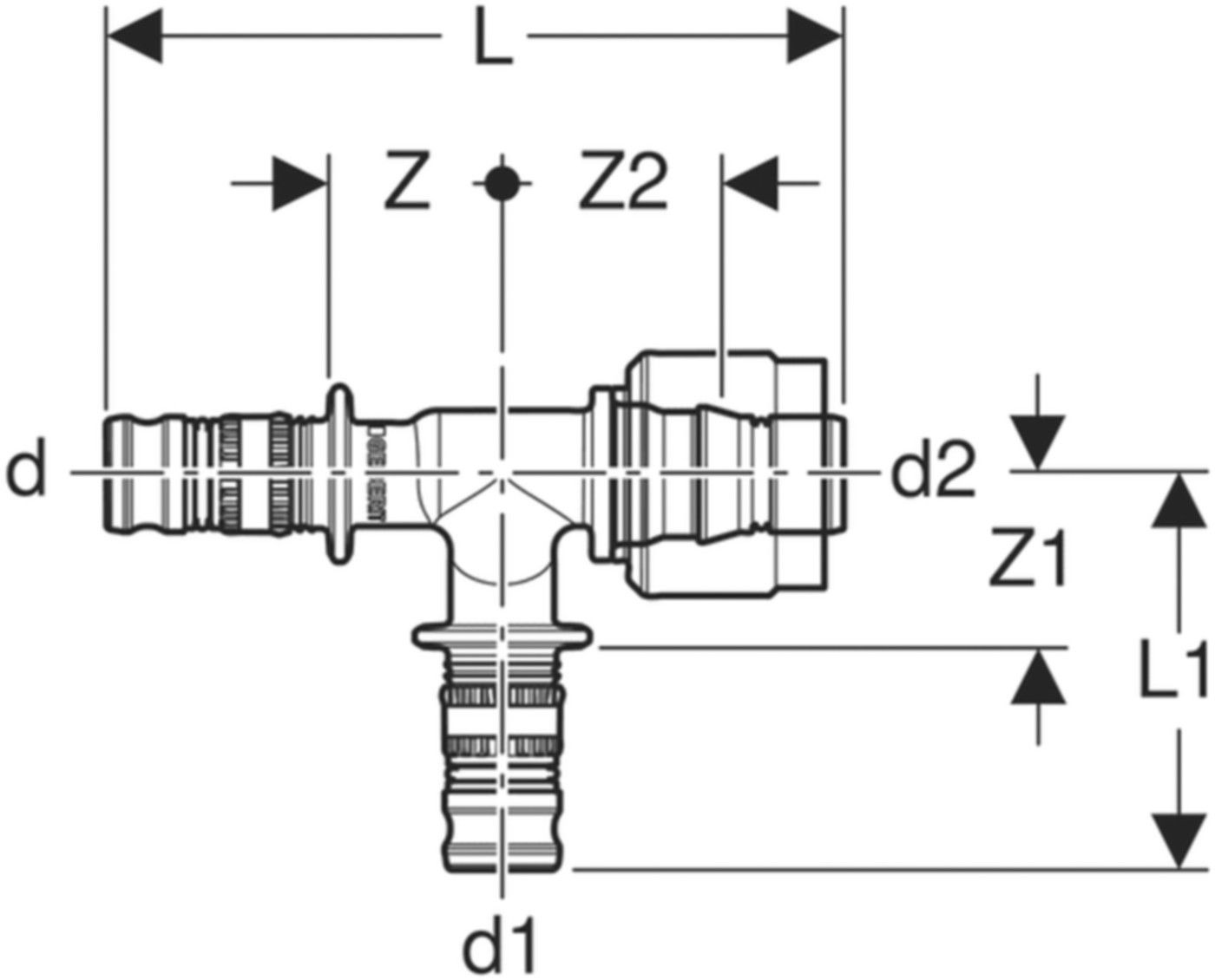 T-Stück 16mm-16mm-1/2" 621.454.00.5 mit MasterFix - Geberit-Mepla-Formstücke