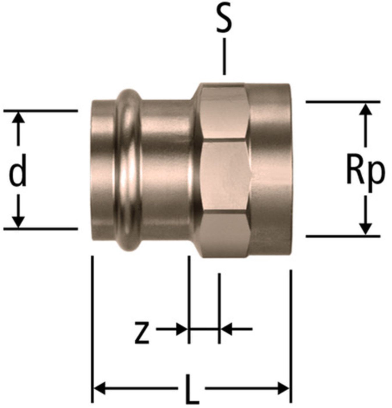 Übergang mit IG 35 x 1" 81033.38 - Nussbaum-Optipress-Rotguss-Fittings