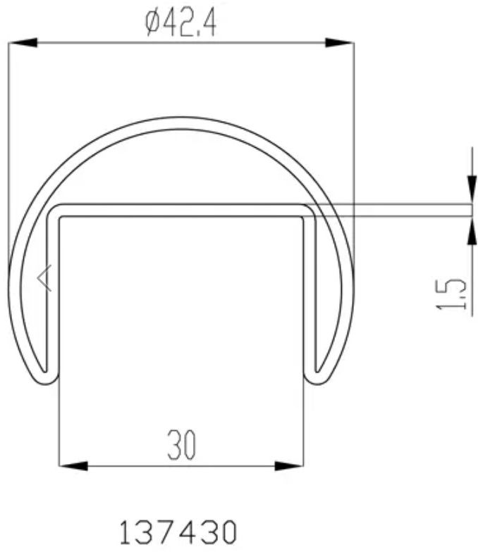 Abdeckprofil Rund 1.4301 L=6000mm , Glasdicke 21/25mm , Ø42,4mm - INOXTECH-Handlauf-/Geländer-System