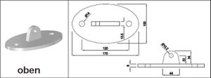 Aufhängeplatten oben Oval mit 2 Befestigungslöcher - INOXTECH-Handlauf-/Geländer-System