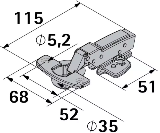 Hettich Topfscharnier Sensys Mitteliegend, vernickelt, Bohrloch-Ø 35 mm, à 2 St - Diverse Möbelbeschläge und Zubehör
