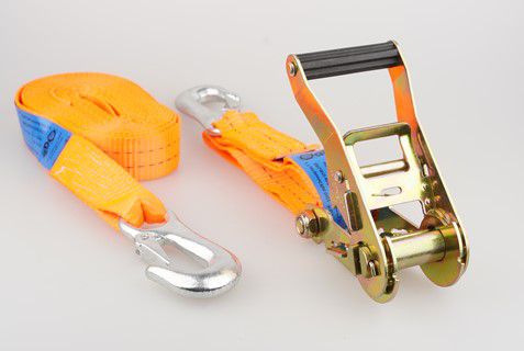 mamutec Zurrgurte, 2tlg. mit Ratsche Karabinerhaken, L= 6m, B=35mm, 2000daN, orange - Hebewerkzeuge