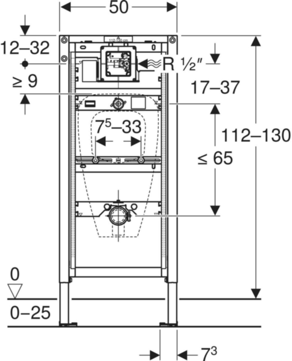 Duofix Urinal-Element Universal Typ 112/130 111.621.00.2 - Geberit-Duofix