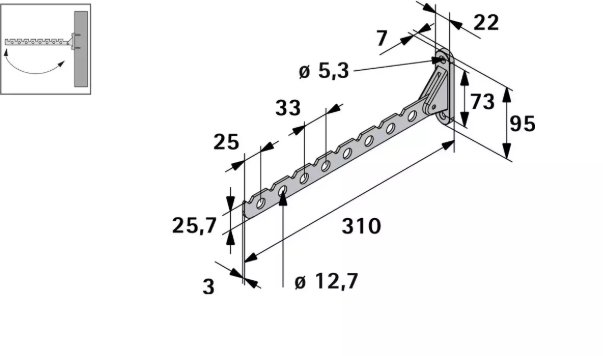 Hettich Kleiderlüfter Weiss 310mm - Diverse Möbelbeschläge und Zubehör