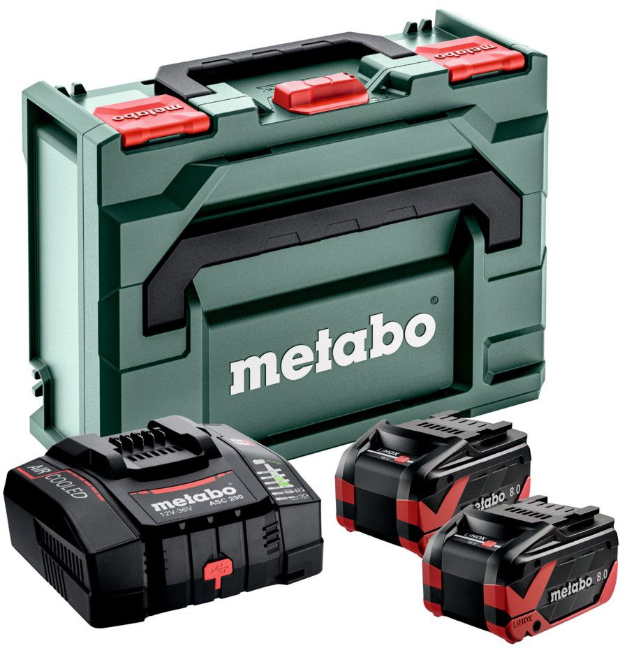 Basis-Set LiHD Xtreme 8.0Ah 18V LiHDX, 2 x 8.0Ah + Ladegerät in metaBOX - Metabo Elektrowerkzeuge