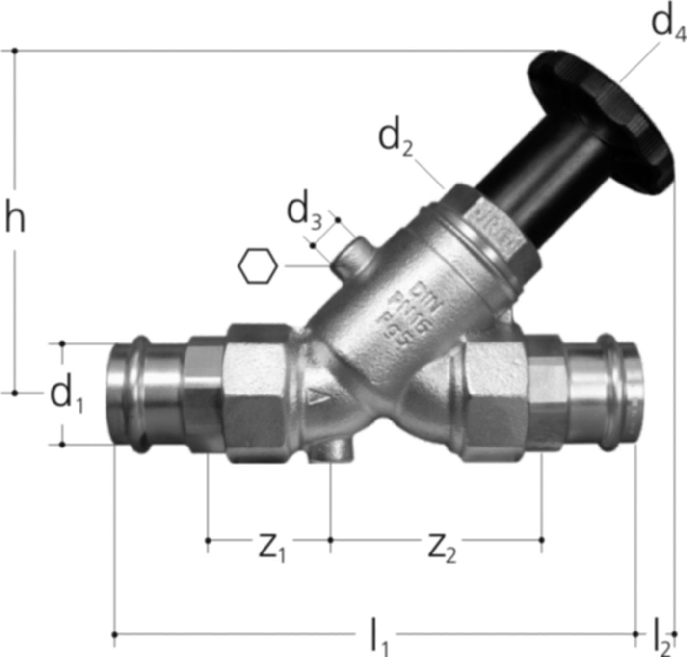 Schrägsitzventil Opt. 54 mm 5227.054 ohne Entleerventil - JRG Armaturen