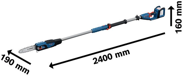 Akku-Teleskop-Kettensäge GKE 18V-25 TP Schwert 230mm, 7.7m/s, 2.9m Teleskop, Schultergurt - Bosch Elektrowerkzeuge