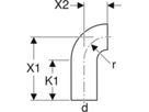 Bogen 90° d 75mm 365.055.16.1 mit grossem Radius - Geberit-PE-Formstücke