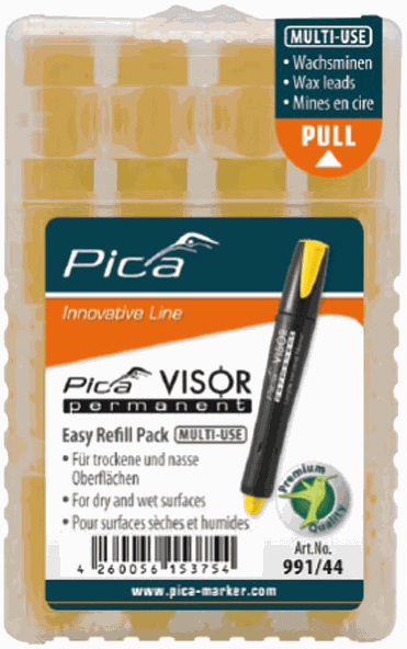 Pica Ersatzminen-Set Visor gelb, wasserfest, Pack à 4 Stk - Auszeichnen