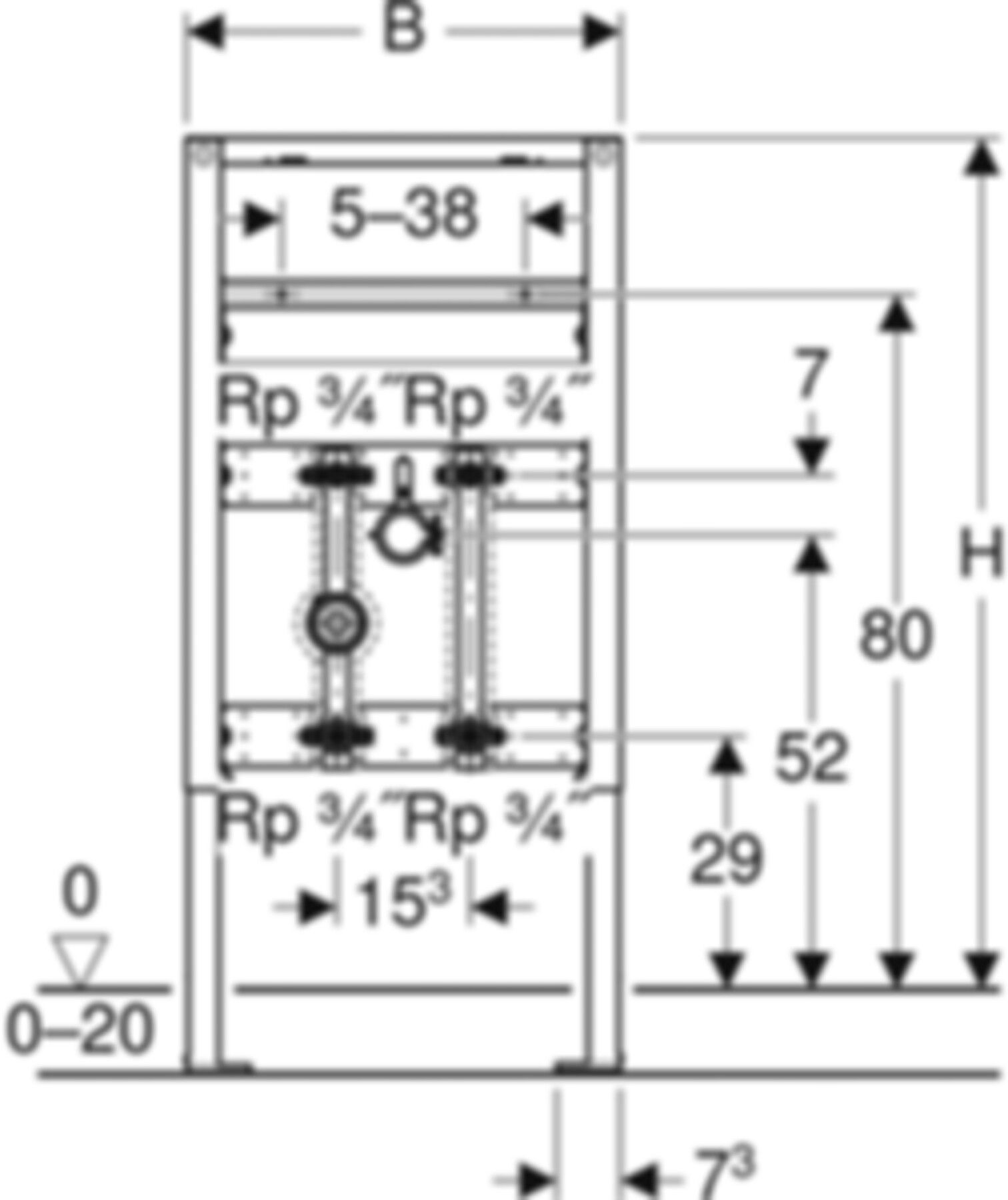 Element für Waschtisch 111.574.00.2 Typ 98, Standarmatur, Wasserzählerstr. - Geberit-Duofix