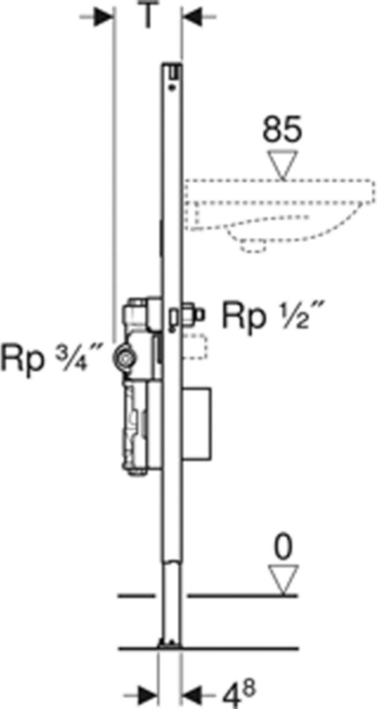 Element für Waschtisch Standar. 111.582.00.3 Typ 112 zwei Wasserzählerstr., mit UP-Ventil - Geberit-Duofix