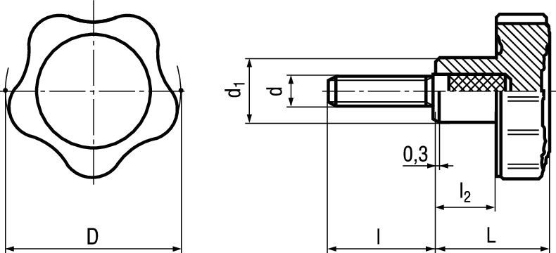 Sterngriffe Elesa® VC.692 p BN20080 166243/Ø32p-M6x20 - Bossard Schrauben