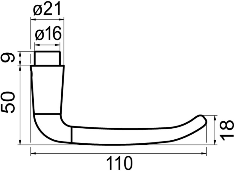 MEGA Türdrücker 32.100, vernickelt matt 16mm, 4-Kant: 8mm, TS: 38-50mm - Tür- und Sichtbeschläge
