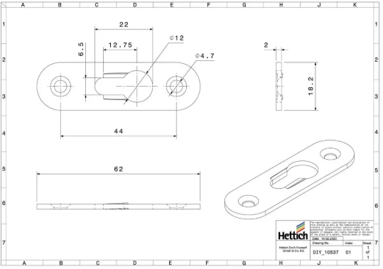 Hettich Universalaufhänger verzinkt, 62 x 19mm, à 2 Stk - Diverse Möbelbeschläge und Zubehör
