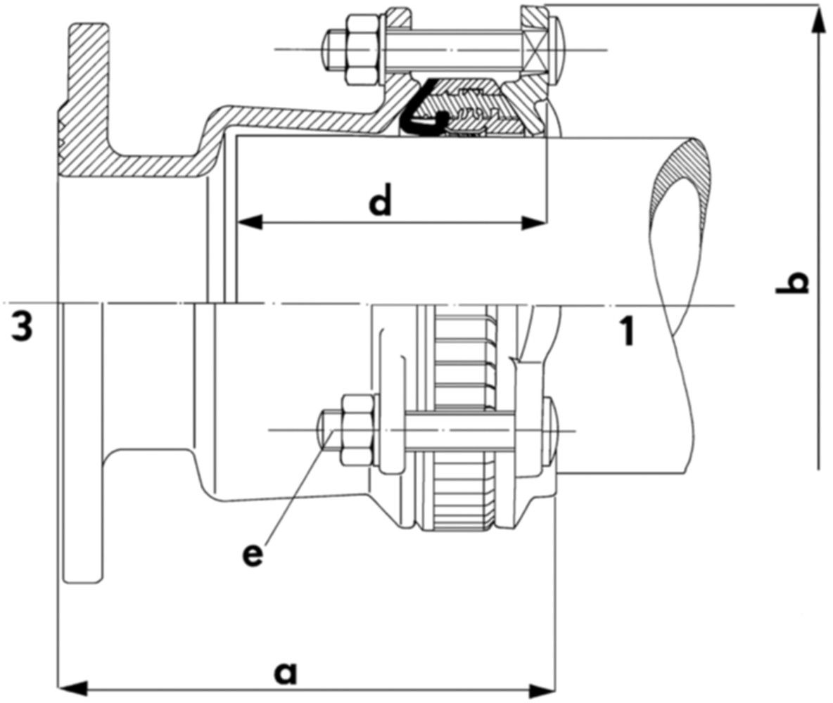 E-Stück, zugfest Typ 3057 DN 200 PN 10/16 Spannbereich 192-232mm 709 355 224 - GF Waga-Multi/Joint