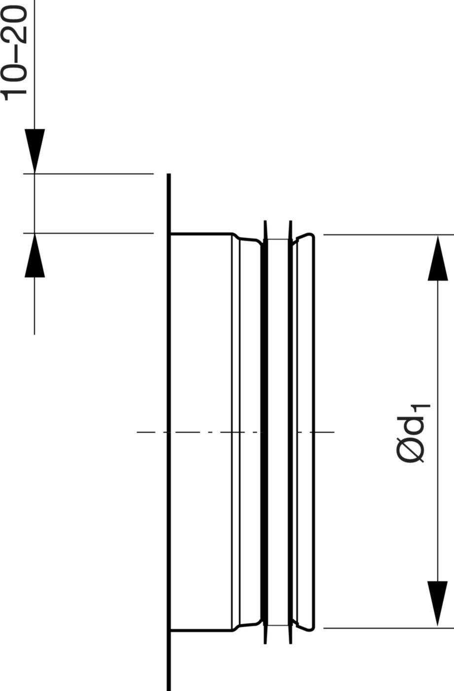 Stutzen 90° m/Bord 125mm ILU-V - Spiralfalzrohre und Zubehör System Safe