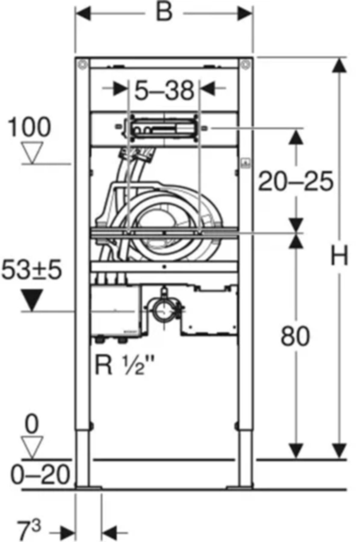 Element für Waschtisch 111.069.00.2 Typ 130, ONE Wandarmatur m/UP-Funktionsbox - Geberit-Duofix