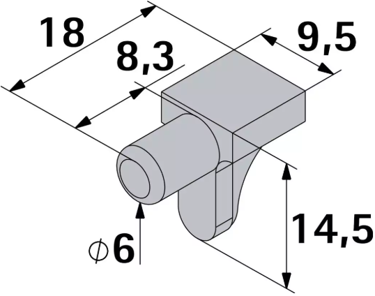 Hettich Tablarträger Kunststoff weiss, mit Zapfen D = 6mm, à 20 Stk - Diverse Möbelbeschläge und Zubehör