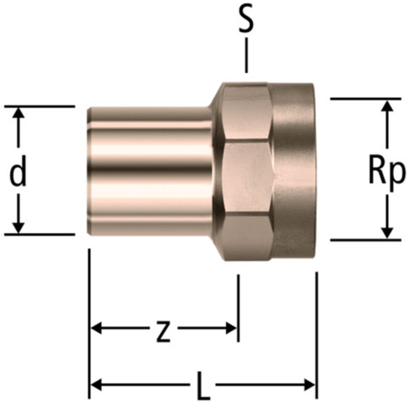 Übergang mit IG 42 x 11/2" 81034.33 mit Einsteckende - Nussbaum-Optipress-Rotguss-Fittings
