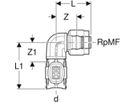 Übergangswinkel 90° 16mm-1/2" 620.490.00.1 mit MasterFix - Geberit FlowFit-Rohre/Formstücke