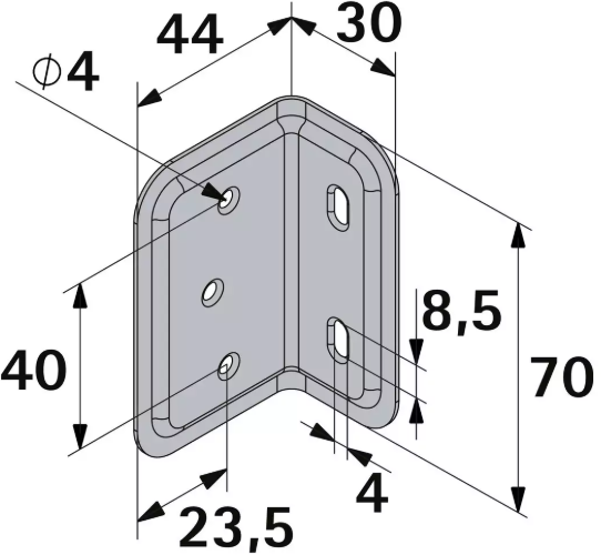 Hettich Verstellwinkel verzinkt, 40 x 25 x 70mm, Stärke 1.2mm - Diverse Möbelbeschläge und Zubehör