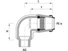 Winkel-Steckfitting 90° mit AG 6430 d 25mm - 3/4" - Hawle Steckfittinge