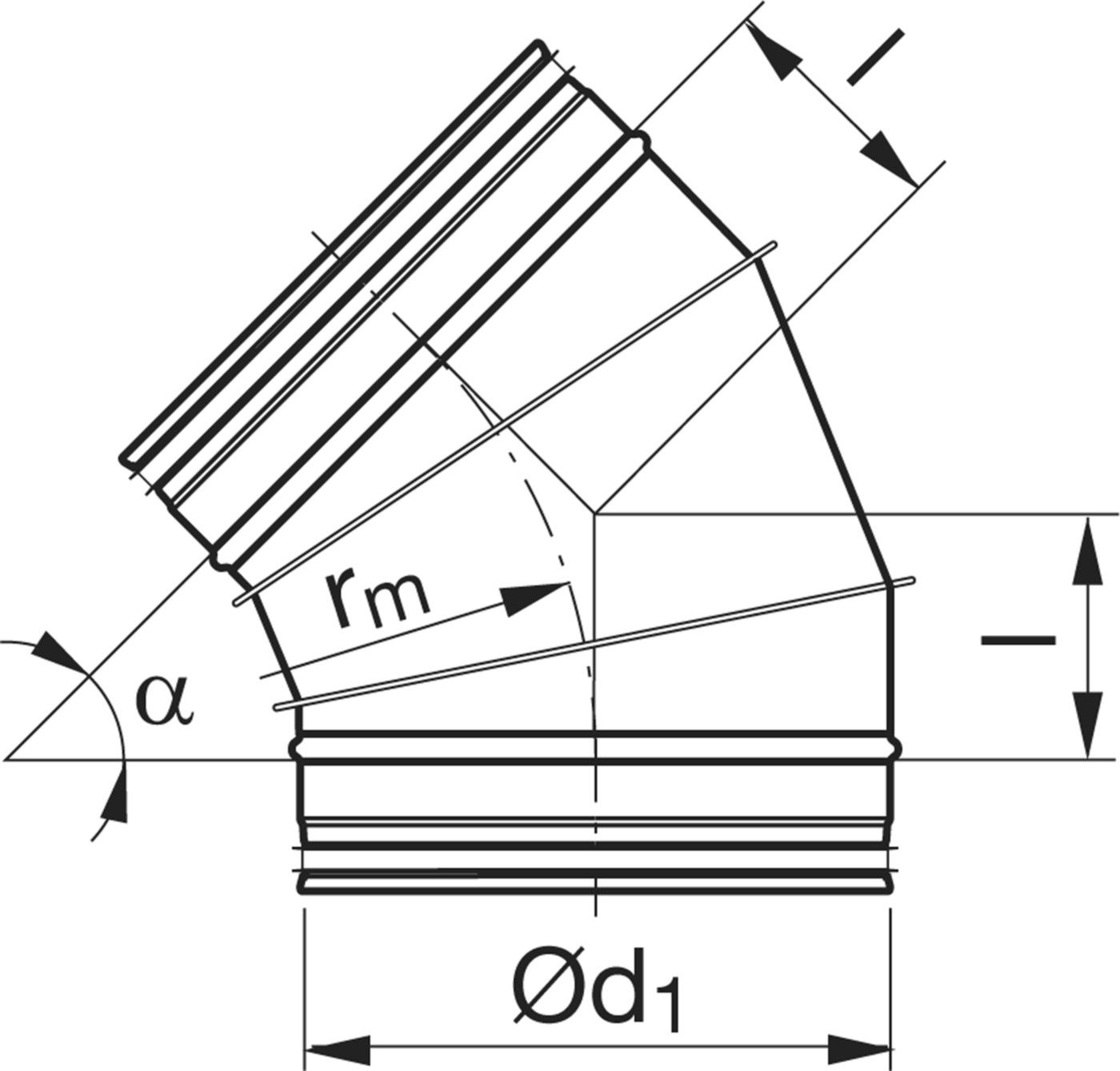 Segmentbogen 45° 315mm BFU-V - Spiralfalzrohre und Zubehör System Safe