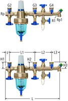 Standard-Verteilbatterie mit Redfil 31220.37 ohne Verschraubung 5/4"-5/4"x5/4"x5/4" - Nussbaum Armaturen