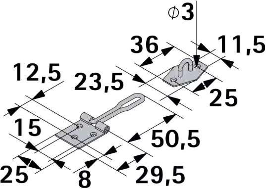 Hettich Drahtüberfalle verzinkt, 25 x 80mm - Diverse Möbelbeschläge und Zubehör