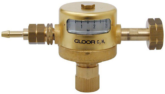 Druckreduzierventil, Manometer eingebaut 6200, für Propan, Arbeitsdruck 0-2bar - Schweissen
