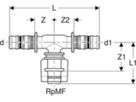 T-Stück 20mm-1/2"-16mm 622.455.00.5 mit MasterFix - Geberit-Mepla-Formstücke