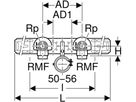 Anschlusswinkel 90° zweifach 153mm 1/2" für WT, abgesetzt, mit AG 632.871.00.2 - Geberit-Push Fit-Formstücke