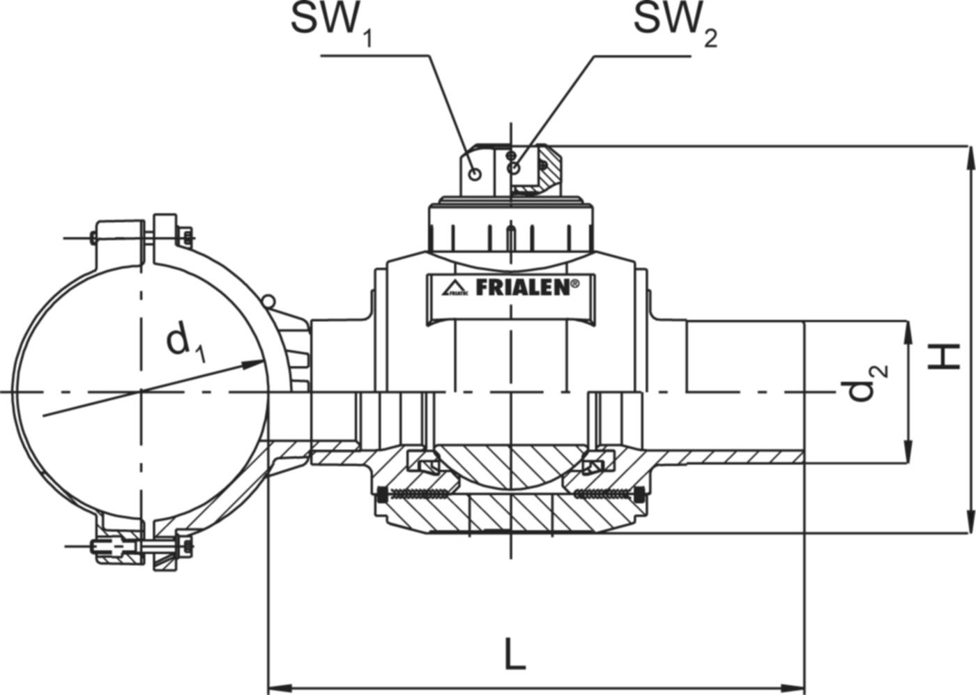Anbohrkugelhahnen AKHP, 1/4 Umdrehung d 110/90mm 615 428 - Frialen Elektroschweissfittinge